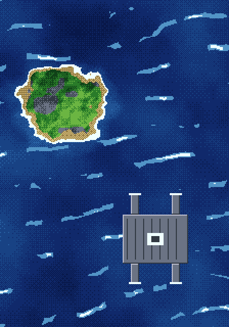 Stage 2: ocean with islands and a sea platform